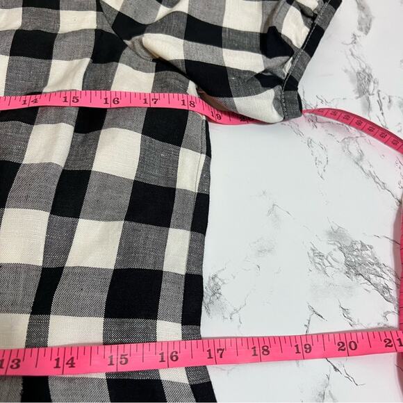 NWT Loft gingham check linen blend puff sleeve button down dress Sz 6 petite - Picture 8 of 8